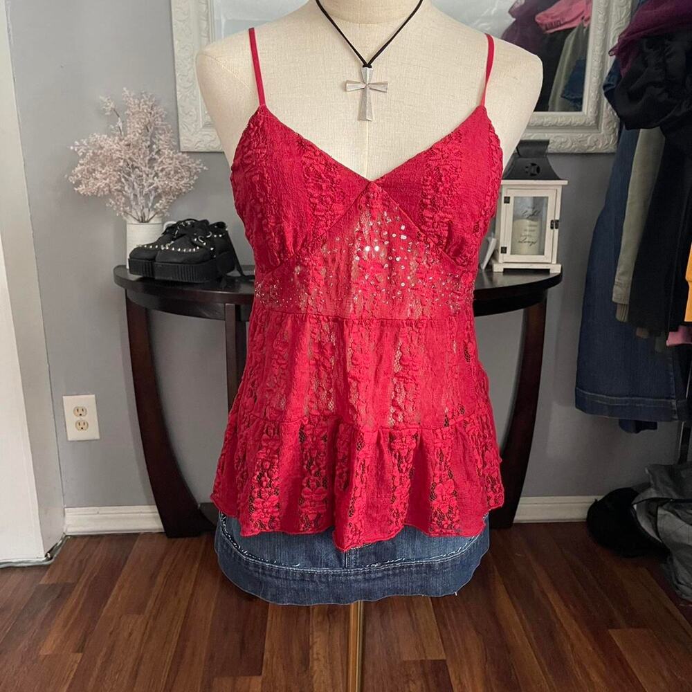 Y2k lace cami size large